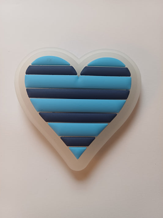 Cuore a strisce blu e azzurro